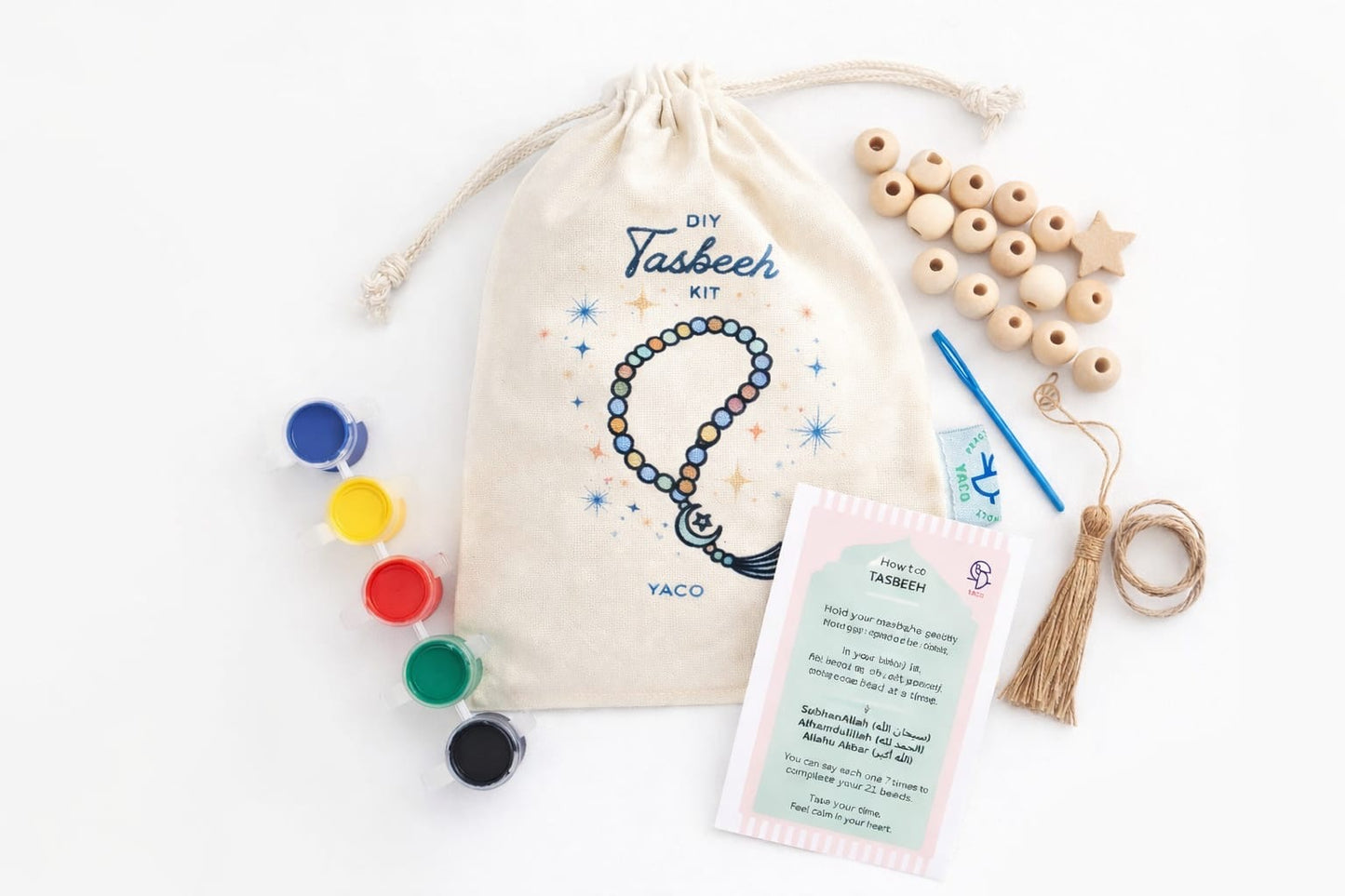 DIY Tasbeeh Kit for Kids – Create Your Own Prayer Beads Set -أدوات صنع مسبحة للأطفال – اصنع مسبحتك الخاصة بسهولة