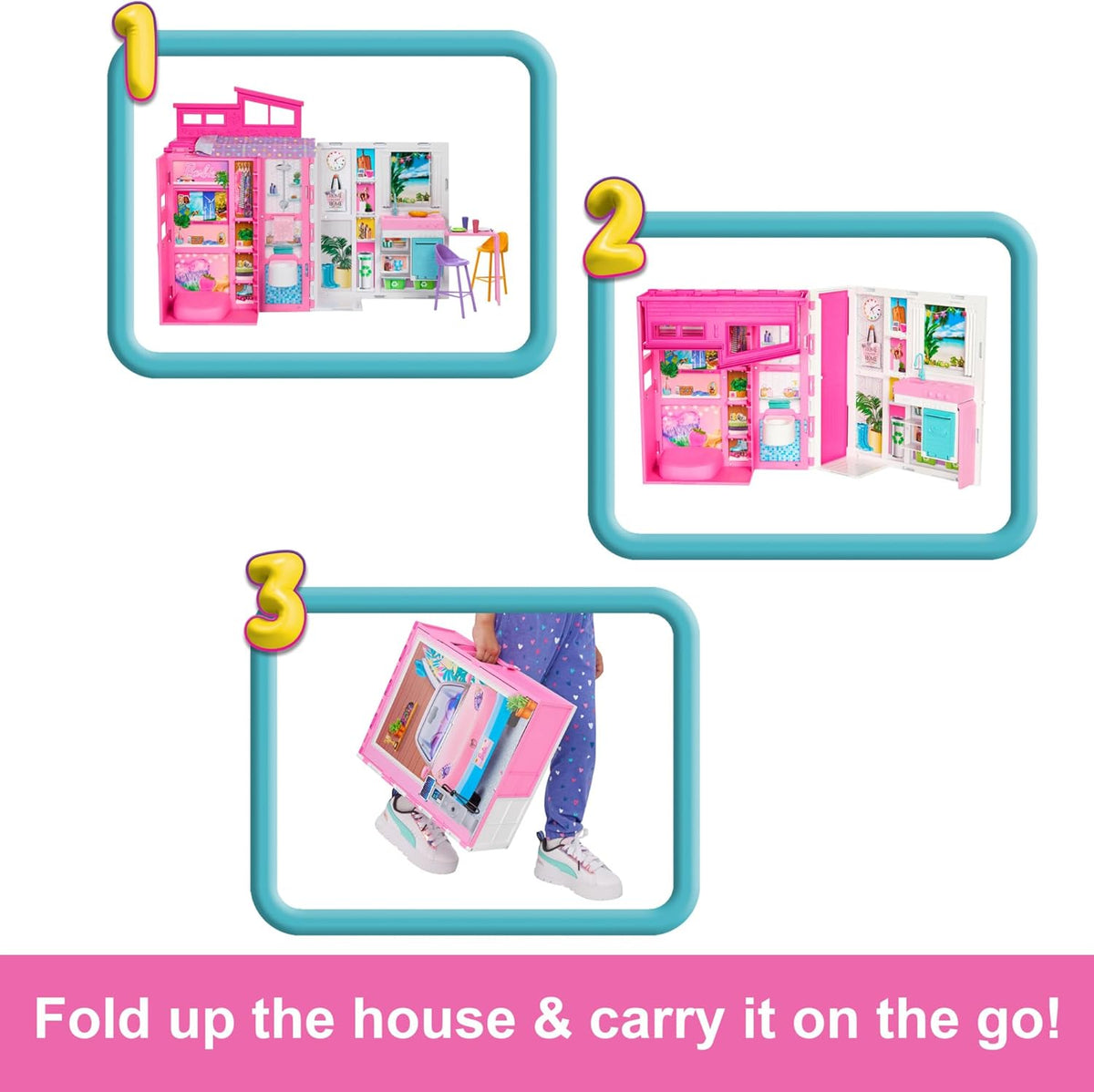 Barbie Getaway House Playset With 4 Play & 11 Decor Acc.