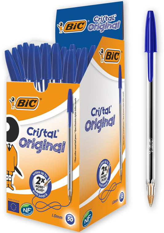 Bic Cristal Original Ballpoint Pen, 1.0MM, Blue, 50 Pcs/Pack