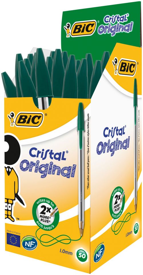 Bic Cristal Original Ballpoint Pen, 1.0MM, Green , 50 Pcs/Pack