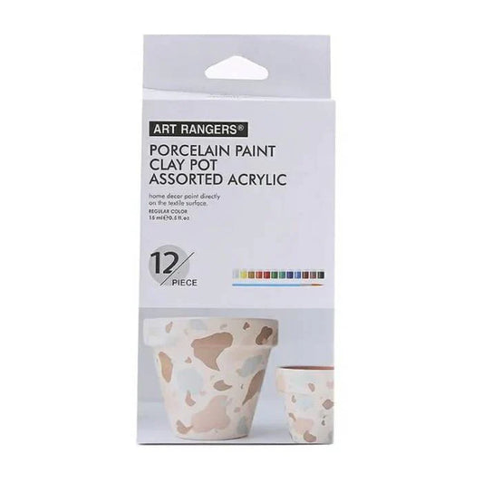Art Rangers- Porcelain Paint Clay Pot Assorted Acrylic- Set 15ml x 6 colors