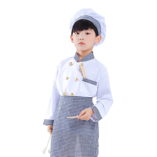 Childrens Chef Costume Cosplay Halloween Kindergarten Role Play Little Chef Baking Performance Costume