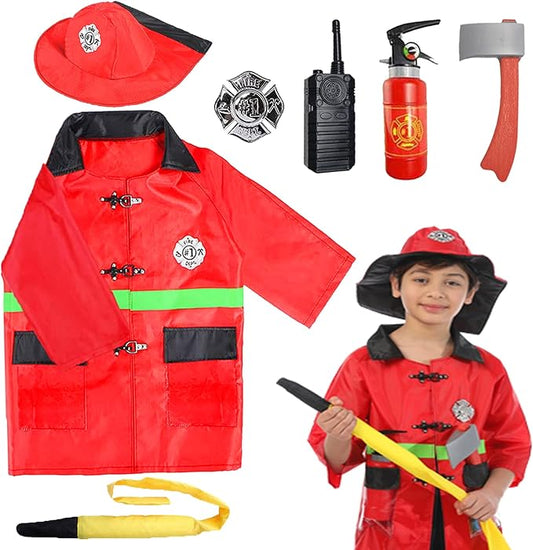 Kids Fire Chief Costume, Halloween Fireman Dress Up Set