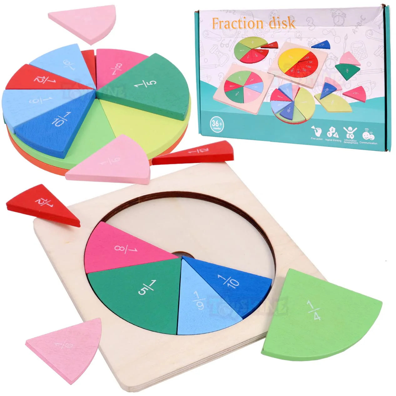 Mathematical Fraction Board Wooden Montessori Math Teaching Aids Puzzle Learning Education Toys for Child