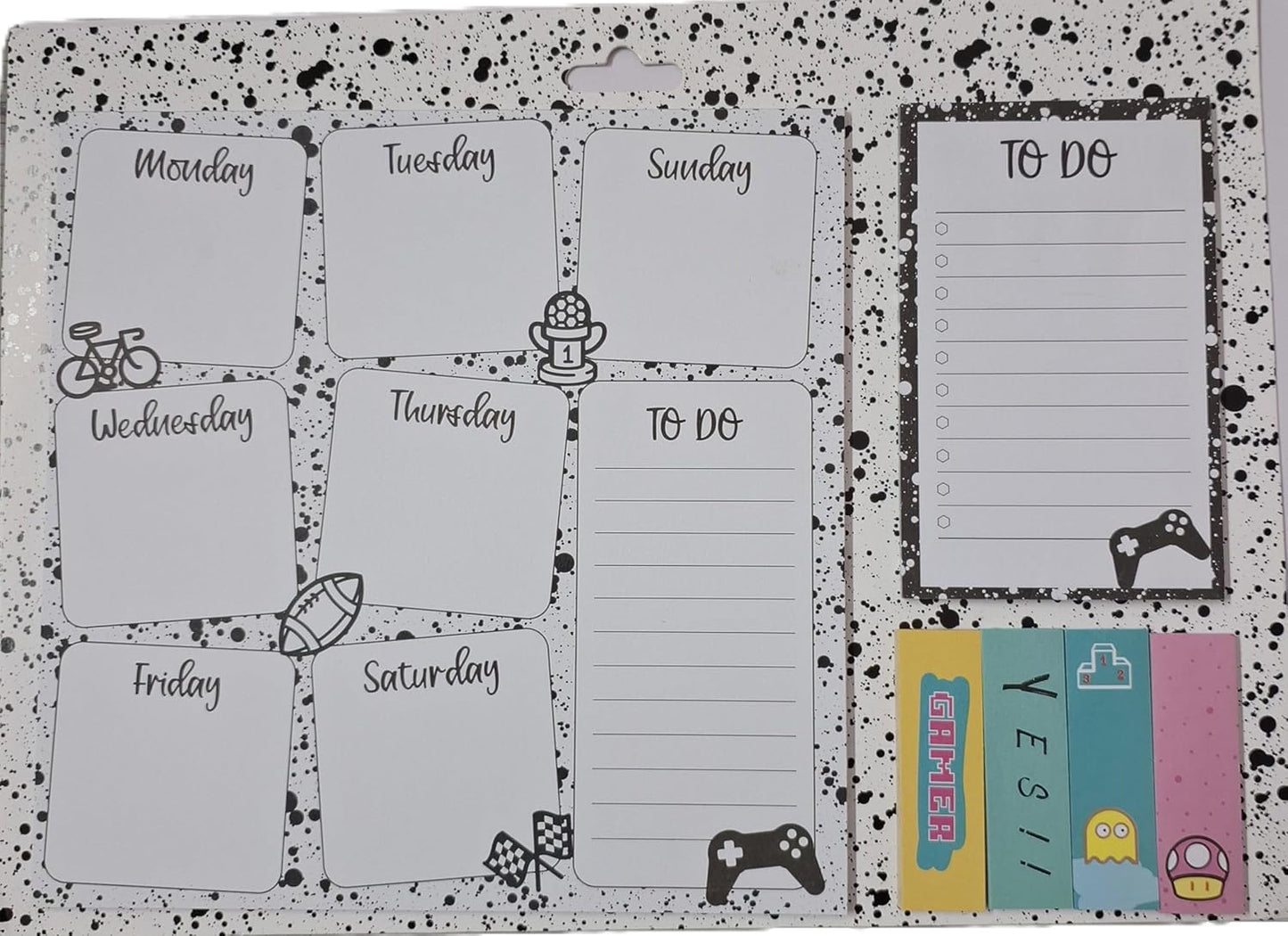 Umi Aesthetic black and White Theme Weekly Planner Writing Pad to do list and Sticky Notes 290 x 210mm