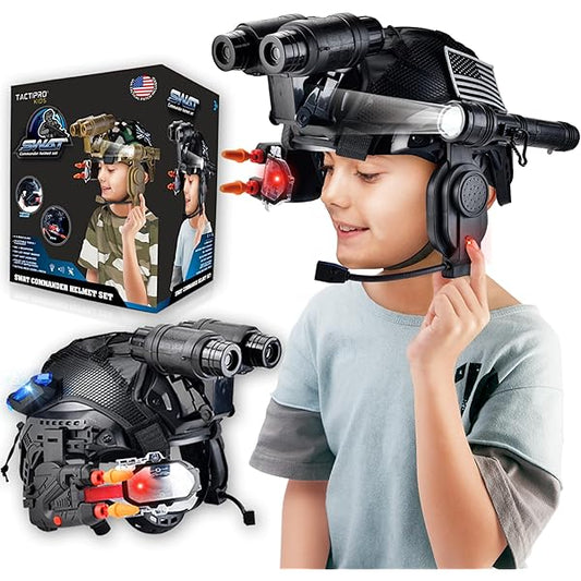 Children's Tactical Helmet Set CS Extended Protective Helmet With Flashlight Binoculars Missile Mike for Paintball Shooting Game