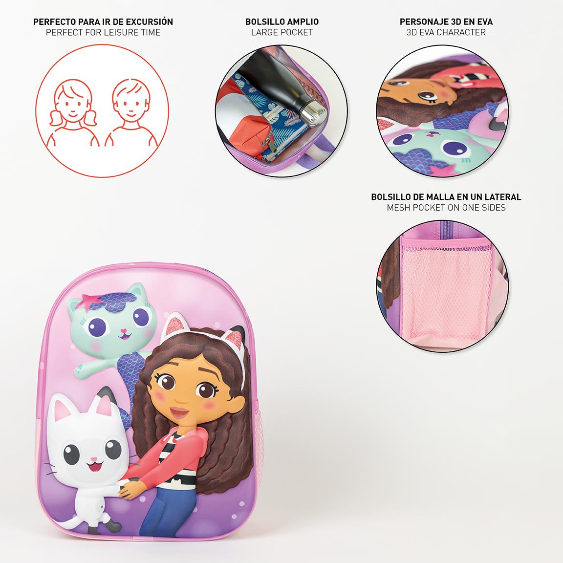 Cerda - Kids Backpack - 3D Gabby's Dollhouse | سيردا - حقيبة ظهر للأطفال - 3D غابي دولهاوس
