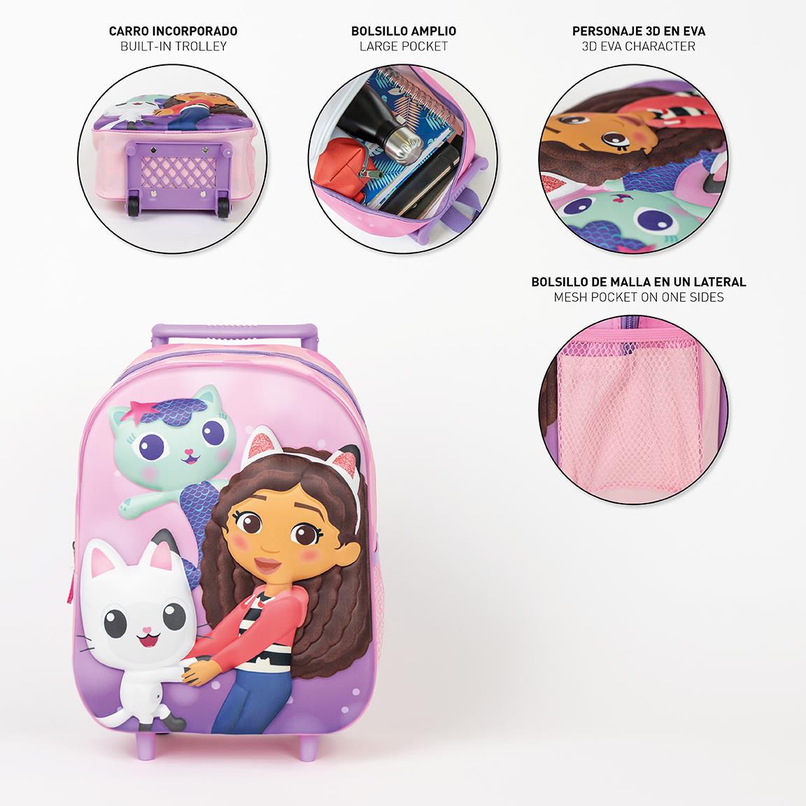 Cerda - Kids Backpack Trolley - 3D Gabby´S Dollhouse | سيردا - حقيبة ظهر للأطفال بعجلات - 3D غابي دولهاوس