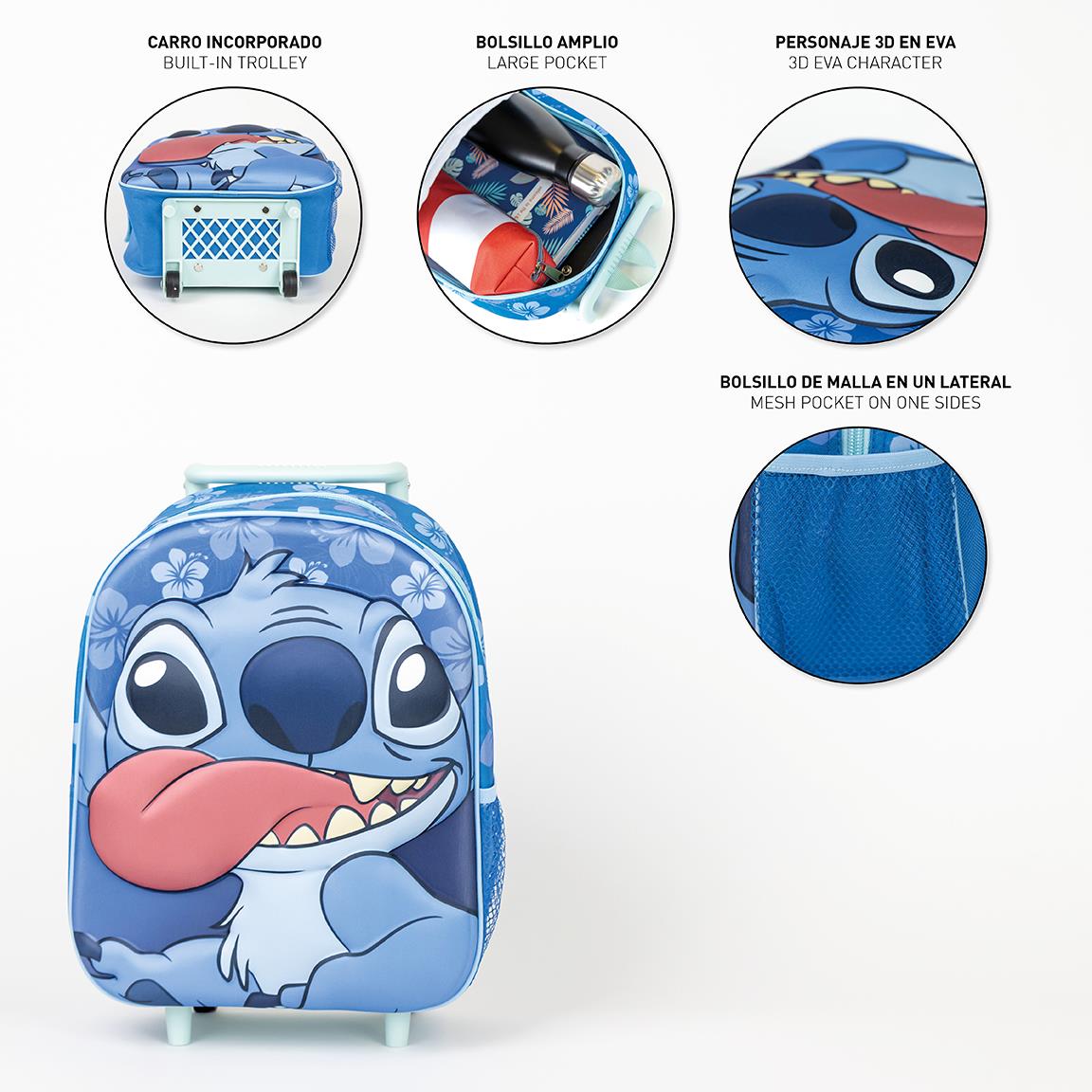 Cerda - Kids Backpack Trolley - 3D Stitch | سيردا - حقيبة ظهر للأطفال بعجلات - 3D ستيتش