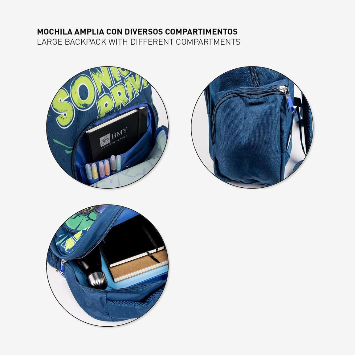 Cerda - Backpack School Medium 38 Cm - Sonic Prime | سيردا - حقيبة مدرسية متوسطة 38 سم - سونيك برايم