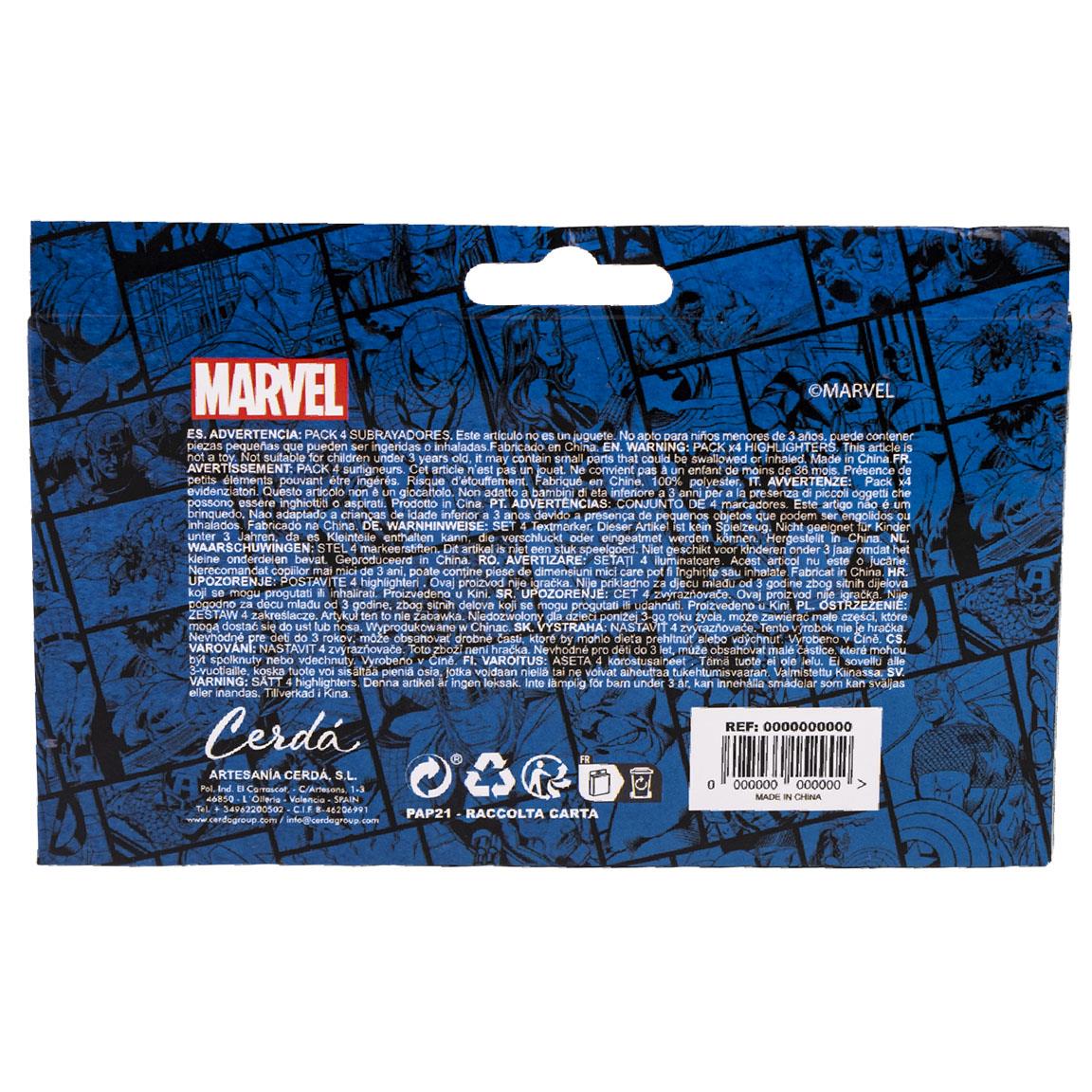 Cerda - Fluor Markers Pack X4 - Avengers | سيردا - مجموعة ماركرات فلورية - 4 أقلام - أفنجرز