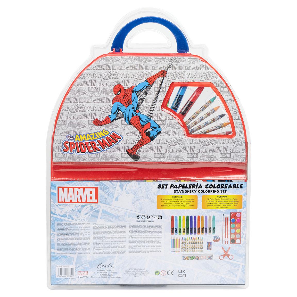 Cerda - Coloring Stationery Set - 50 Pieces - Marvel | سيردا - مجموعة أدوات تلوين - 50 قطعة - مارفل