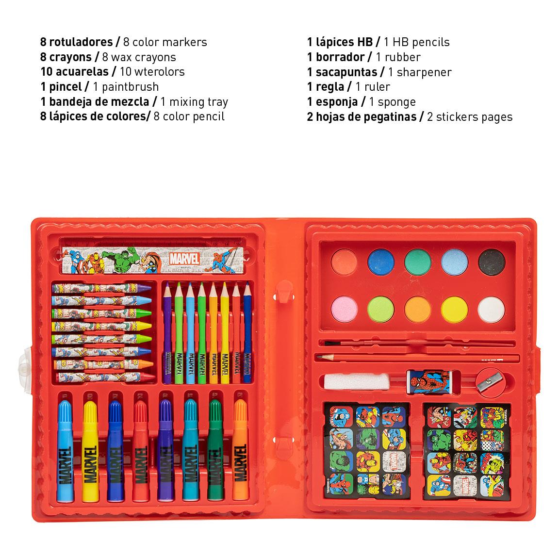 Cerda - Coloring Stationery Set Box Marvel | سيردا - مجموعة أدوات تلوين صندوق مارفل