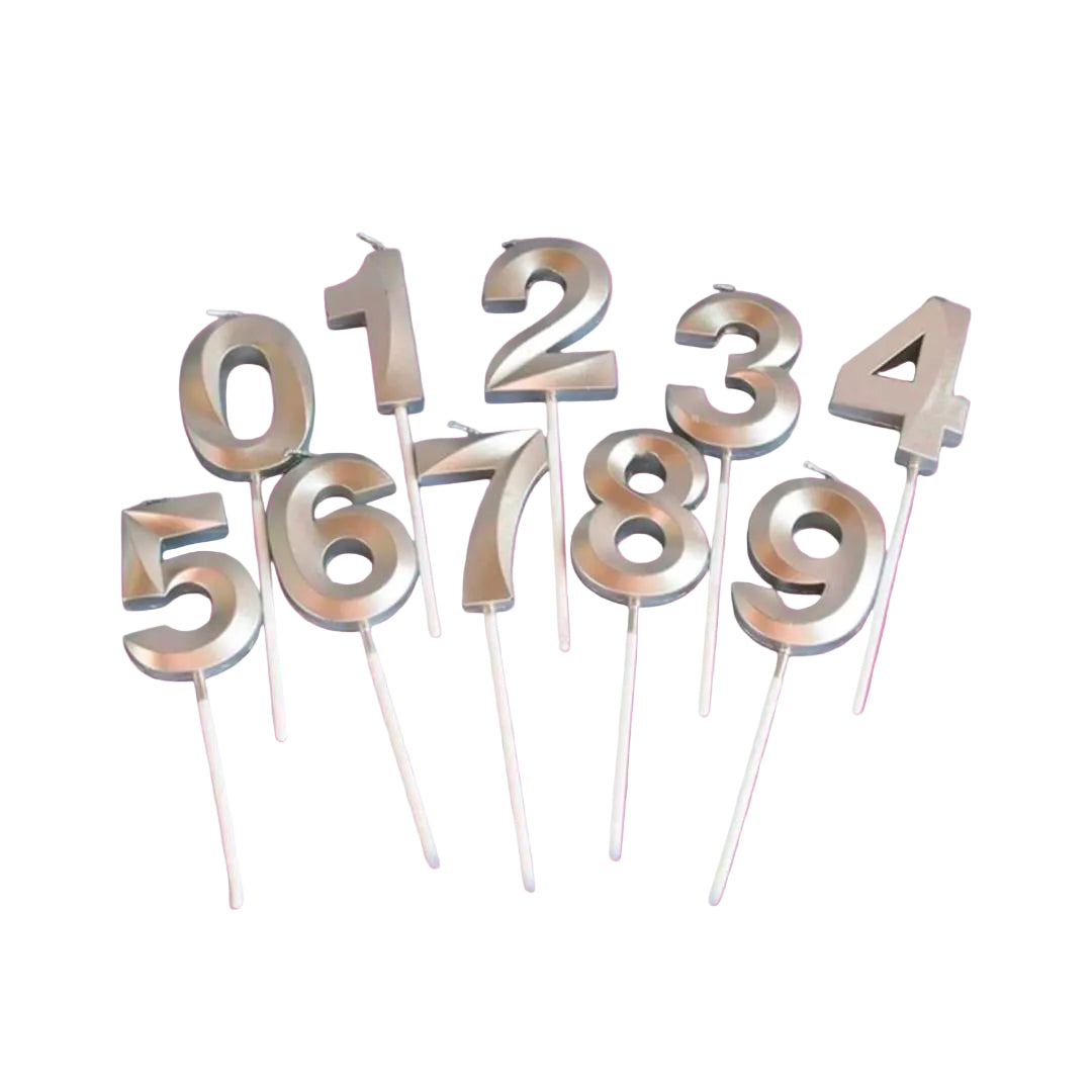 Silver Candle number – 1 PCS, Metallic Birthday Cake Candle, Elegant Party Decoration for Celebrations شمعة ارقام فضية – قطعة واحدة، شمعة كيك بتصميم معدني أنيق لحفلات وأعياد الميلاد