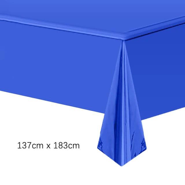 Foil Table Cover – 1 PCS, Navy Blue , 137×183 cm Metallic Disposable Tablecloth, Waterproof Party Table Decoration مفرش طاولة فويل – قطعة واحدة، نيلي ، قياس 137×183 سم، غطاء طاولة معدني مقاوم للماء للحفلات