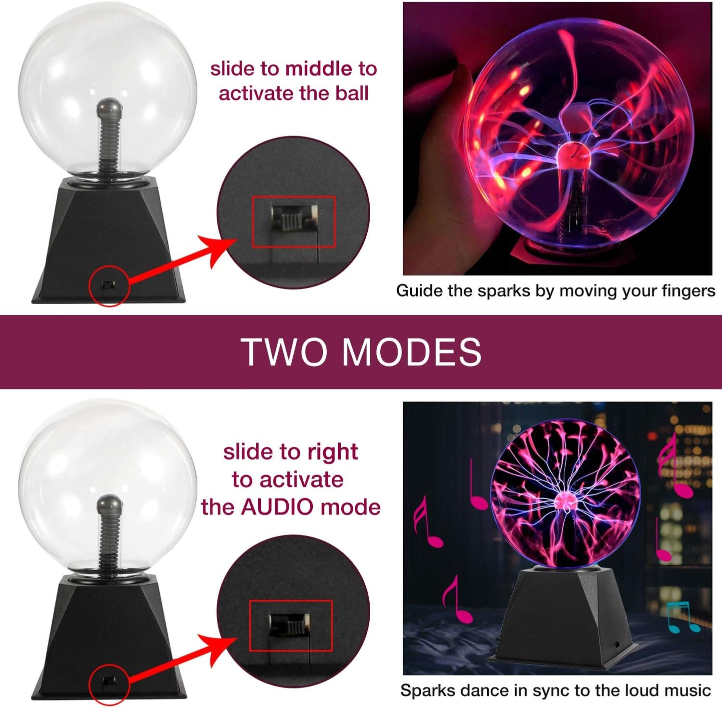 The Source - Plasma Ball 6" (UK Mains Plug) | ذا سورس - كرة البلازما 6 بوصات (قابس ثلاثي)