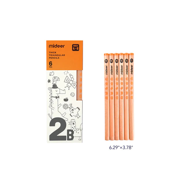 Mideer - Thick Triangular Pencils - 2B - Age 4-6 | ميدير - أقلام الرصاص السميكة - 2B -العمر +4