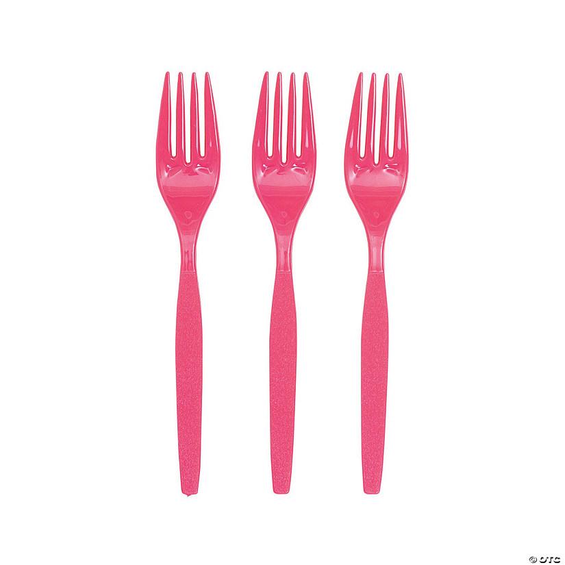 Dark Pink Plastic Forks – 20 PCS, Disposable Party Cutlery, Elegant & Durable Design for Birthdays, Events & Celebrations شوك بلاستيك زهري غامق– 20 قطعة، أدوات طعام للاستعمال مرة واحدة، تصميم أنيق ومتین للحفلات والمناسبات
