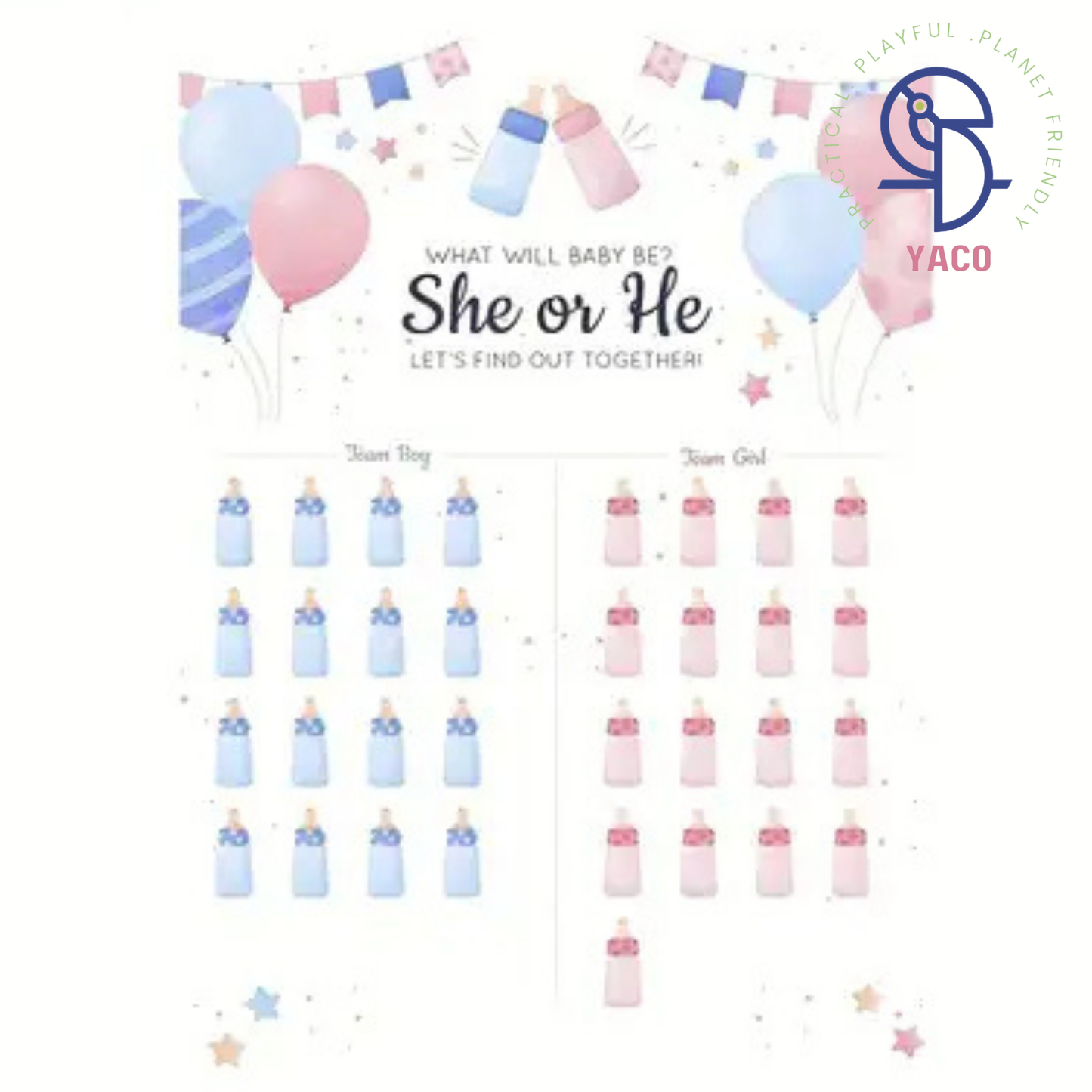 Gender Reveal Voting Poster - Bottles