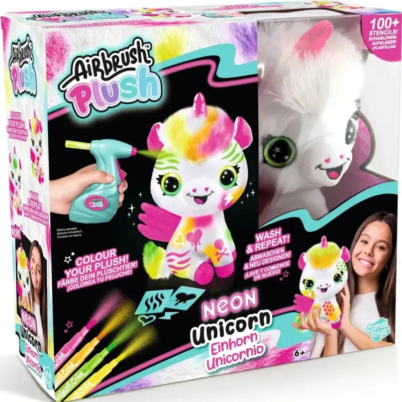 CanalToys | AIRBRUSH PLUSH Neon plush toy, Unicorn