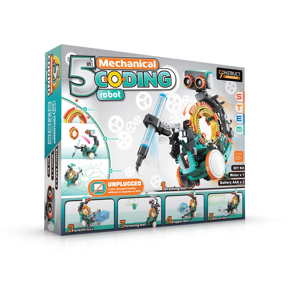 The Source - 5 In 1 Mechanical Coding Robot - Age 8+ | ذا سورس - روبوت ميكانيكي ترميز 5 في 1 - العمر 8+