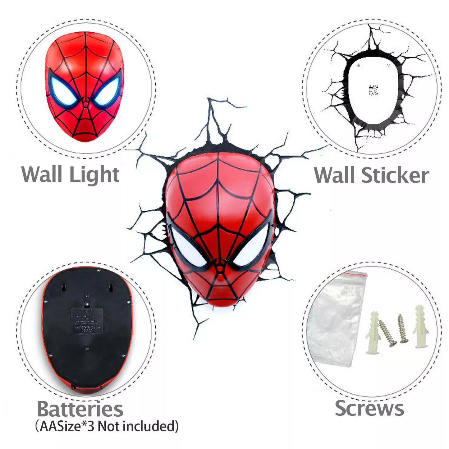 The Source - 3Dl - Marvel Spiderman Head Light | 3Dl - ذا سورس - ضوء رأس سبايدرمان من مارفل