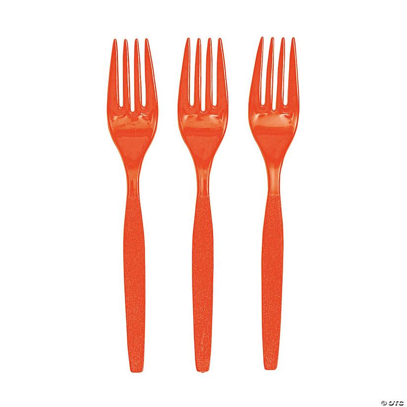 Orange Plastic Forks – 20 PCS, Disposable Party Cutlery, Elegant & Durable Design for Birthdays, Events & Celebrations شوك بلاستيك برتقالي – 20 قطعة، أدوات طعام للاستعمال مرة واحدة، تصميم أنيق ومتین للحفلات والمناسبات