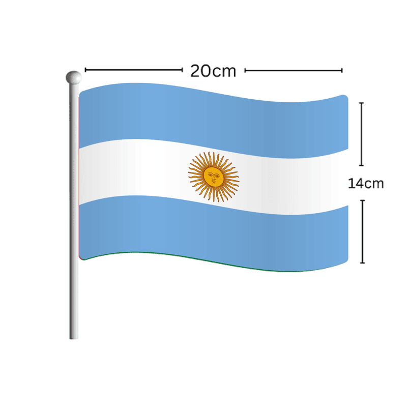 ARGENTINA World Cup 2026 Flag Stick 14cm*20cmعلم الأرجنتين على عصا 14 × 20 سم – كأس العالم 2026
