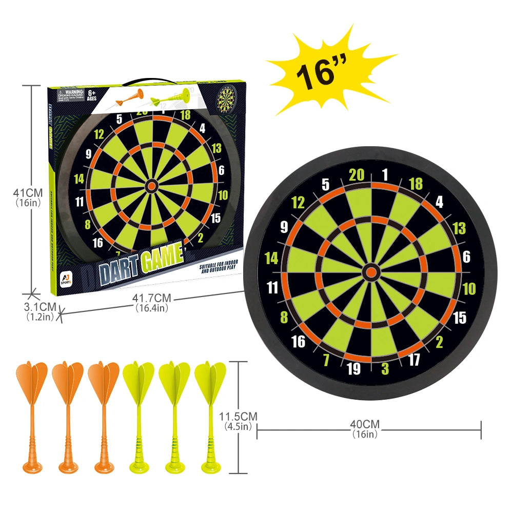 Aojie Sport - 16" Target Set (W/ 6 Darts) - مجموعة هدف 16 إنش مع 6 سهام بلاستيكية آمنة