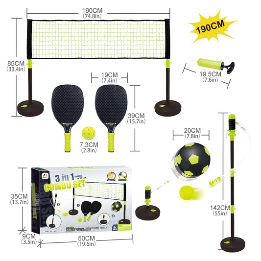 Aojie Sport - 2 In 1 Combo Set (Pickle Ball & Swing Ball Set)-بيكل بول ولعبة سوينغ بول للأطفال