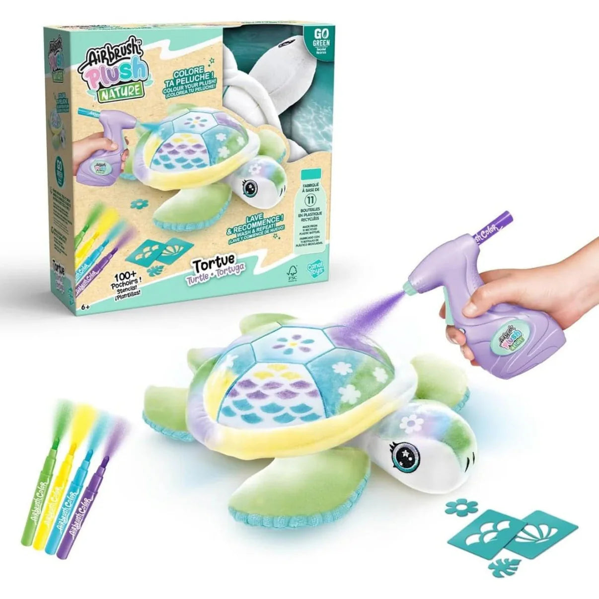AIRBRUSH PLUSH NATURE - GREEN TURTLE