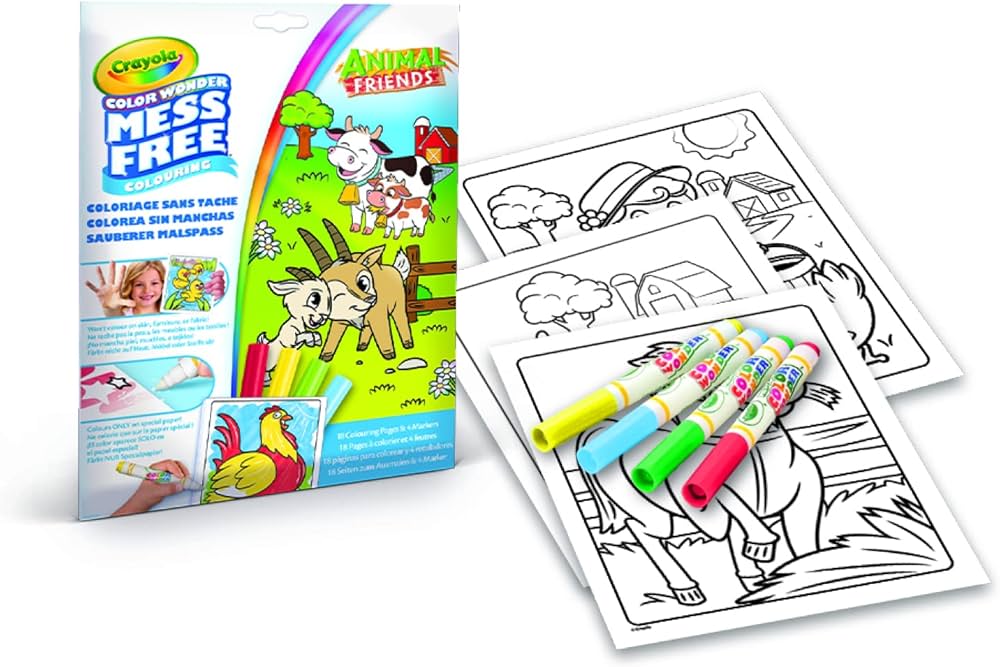 CRAYOLA COLOR WONDER SET ANIMAL FRIENDS, FOLDALOPE, 4 MARKERS