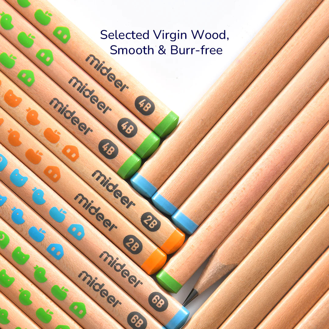 Mideer - Thick Triangular Pencils - HB (18pcs) - age 6+ | ميدير - أقلام رصاص سميكة مثلثة الشكل HB (18 قطعة) - العمر 6+