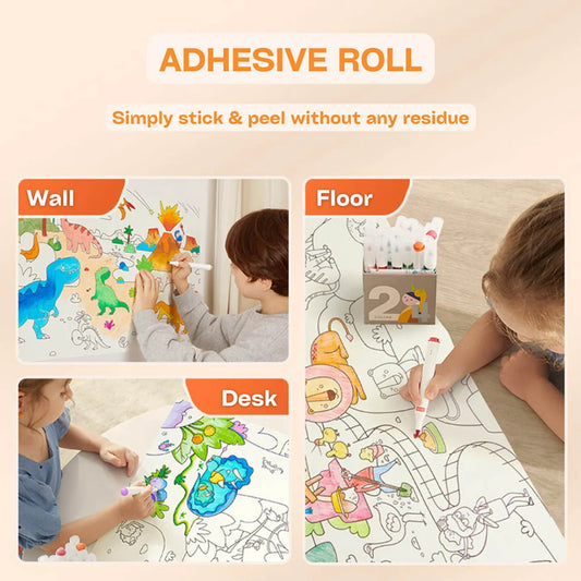 Mideer - Adhesive Coloring Scroll - The Amazing Dinosaurs - age 3+ | ميدير - لفافة تلوين لاصقة - الديناصورات المذهلة - العمر 3+