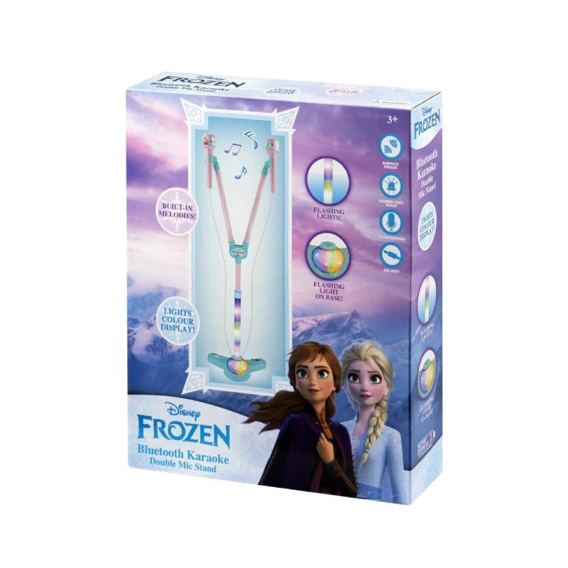 Disney - Frozen RGB Double Mic Stand - BT - Age 3+ | ديزني - حامل ميكروفون مزدوج RGB مع البلوتوث - العمر 3+