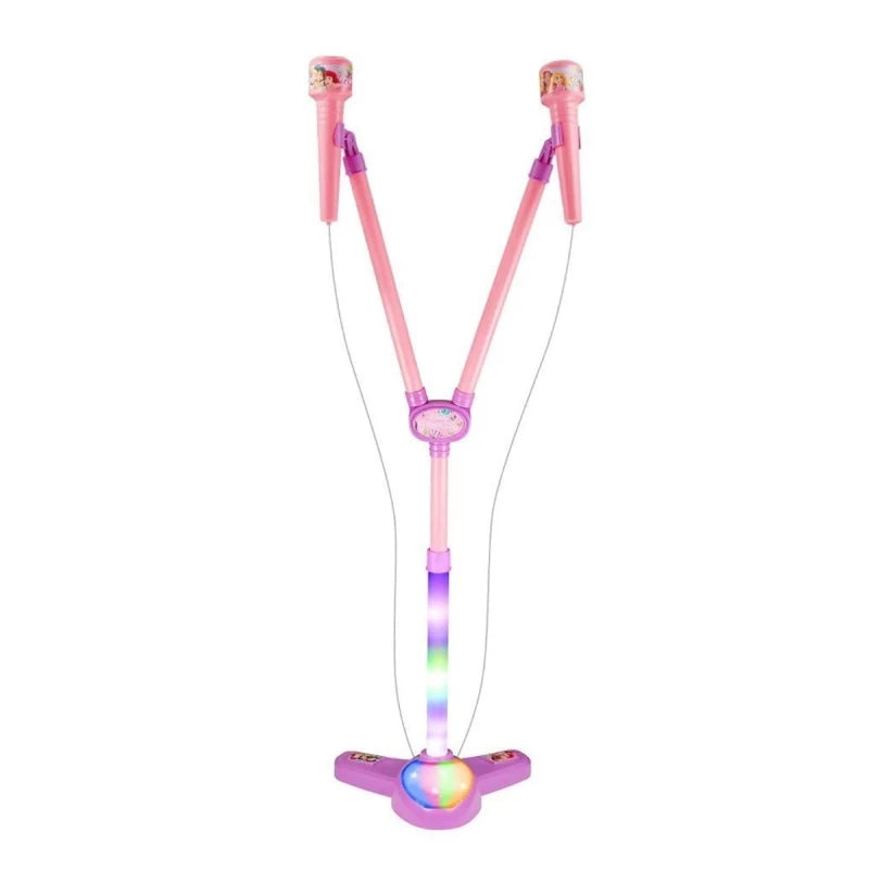 Disney - Princess RGB Double Mic Stand - BT - Age 3+ | ديزني - حامل ميكروفون مزدوج RGB مع البلوتوث - أميرات ديزني - العمر 3+