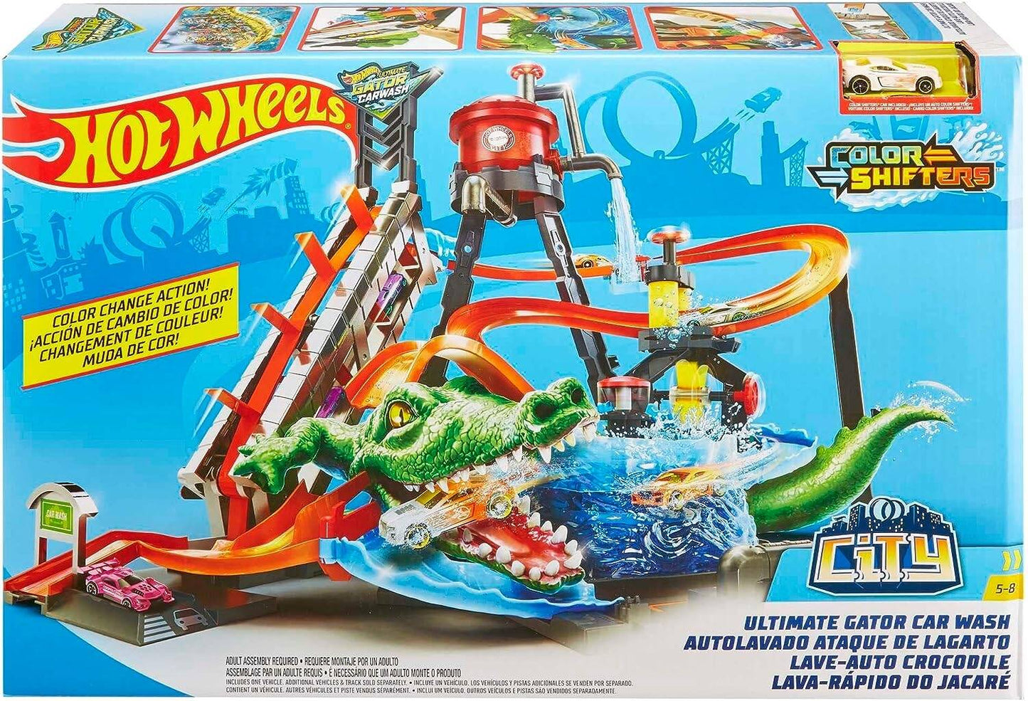 HotWheels Color Shifters Ultimate Gator Car Wash Playset