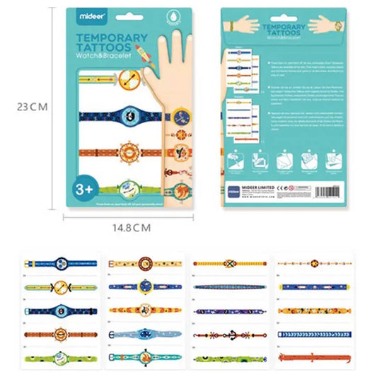 Mideer - Temporary Tattoos - Watches & Bracelets - 20 Tattoos - Age 3+ | ملصقات اليد المؤقتة - ساعات وأساور - 20 ملصق - العمر 3+
