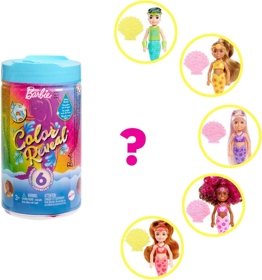 Barbie Color Reveal Chelsea Mermaid Rainbow Doll 4 Bags Mystery 6 Surprises Colour to Discover Aged 3 Years and Above
