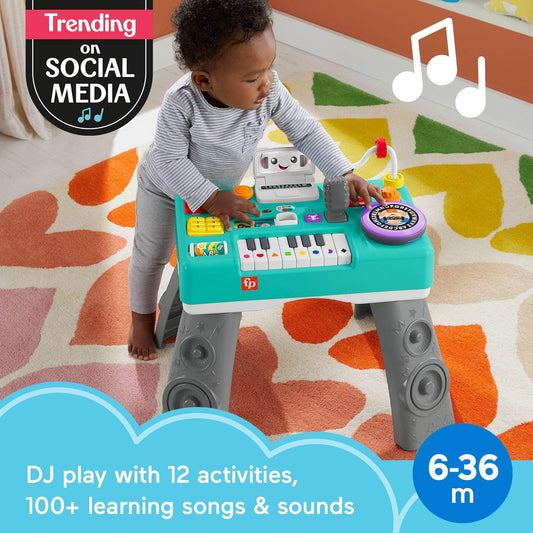 Fisher-Price Laugh & Learn Mix & Learn DJ Table, Musical Activity Toy for Baby & Toddler, 100+ Songs & Phrases