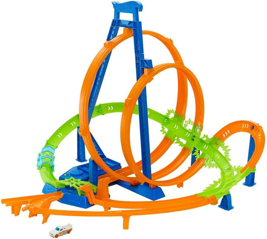 "Hot Wheels Epic Crash Dash Track Set with 5 Crash Zones, Motorized Booster & 1 Hot Wheels 1:64 Scale Car, Easy Storage – Ages 4+ "