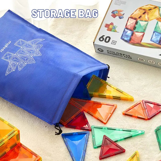 Mideer - Colorful Magnetic Tiles - Marble Run 100Pcs - Age +3 | ميدير - مكعبات مغناطيسية ملونة - ماربل ران 100 قطعة - العمر +3