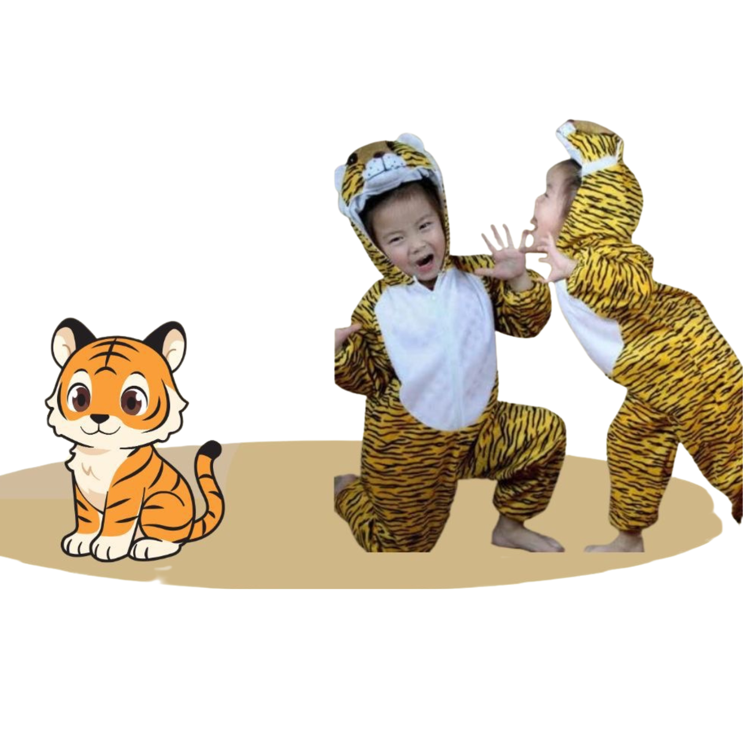 Tiger Costume Cute Wild Animal Dress-Up Outfit زي نمر للأطفال | طقم تنكر حيوان بري لطيف