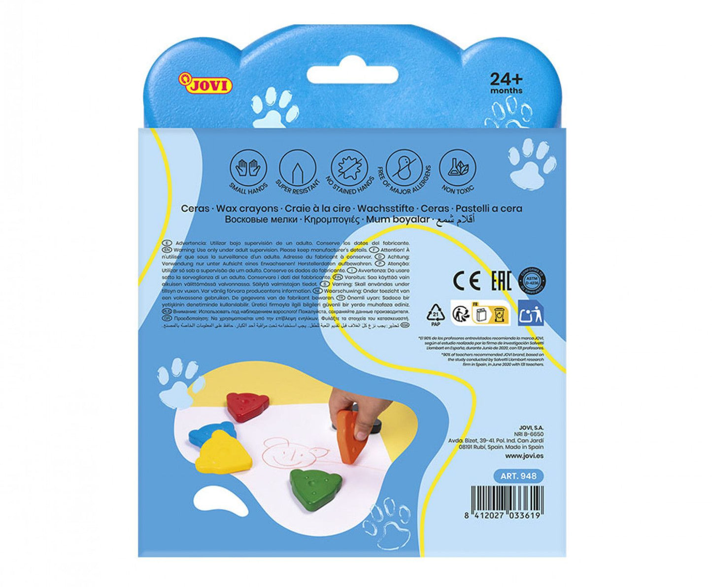 Jovi MY FIRST CRAYON - 8 Bear-Shaped Crayons in Basic Colors