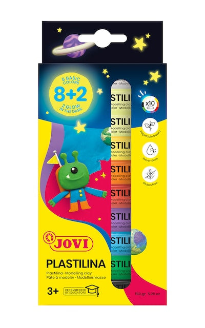 Jovi Plastilina Modeling Clay- glow in the dark ; Box of 8+2