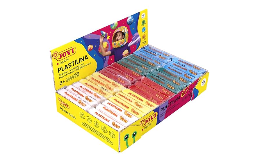 Jovi Plastilina Reusable & Non-Drying Modeling Clay; 1.75 Oz. Bars, Set of 30, 6 Each of 5 Colors