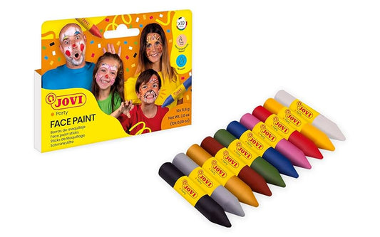 Jovi 176 - Box of 10 Coloured Sticks for Body Painting, Assorted