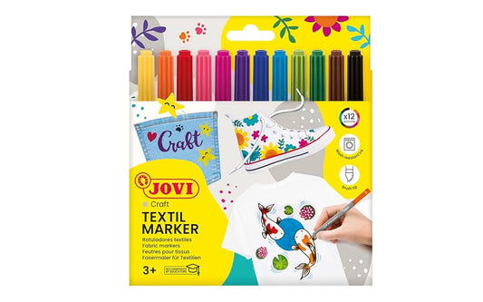 Jovi Textile Markers, a set of 12 fabric pens in assorted colors.