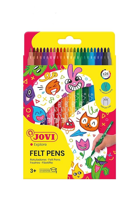 Jovi Felt Pens, a pack of 12 assorted colored felt-tip pens.