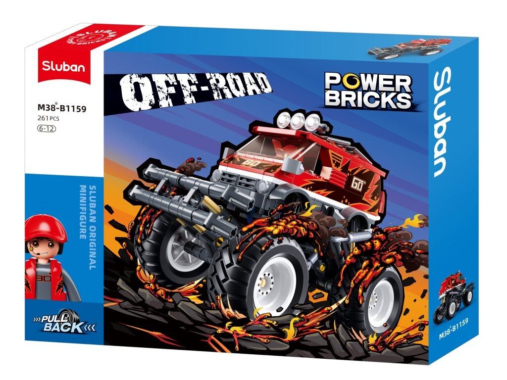 Sluban - Powerbricks - Off-Road Vehicle (Pull Back) (261 Pcs) - Age +6 | سلوبن - قطع التركيب - باور بيريكس - مركبة الطرق الوعرة (سحب للخلف) (261 قطعة) - العمر +6